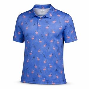 Obnoxious Golf Men's The Armed Flamingo 2XL Golf Polo Blue